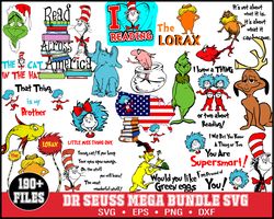 190 Dr Seuss Svg Bundle Layered Item, Dr. Seuss Quotes Cat In The Hat Svg Clipart, Cricut, Digital Vector Cut File, Cat