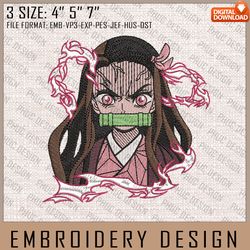 Nezuko Embroidery Files, Demon Slayer, Anime Inspired Embroidery Design, Machine Embroidery Design