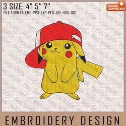 Pikachu Embroidery Files, Pokemon, Anime Inspired Embroidery Design, Machine Embroidery Design