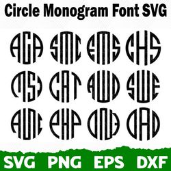 Circle Monogram Font, Round Logotype, Font svg, Silhouette, Cricut Font, Bundle Font, Cute Fonts, Instant Download