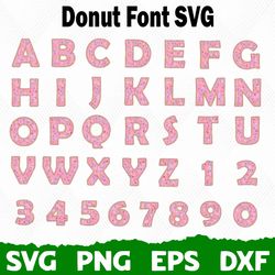 Alphabet Donut Svg, Number Donut, Font svg, Silhouette, Cricut Font, Bundle Font, Cute Fonts, Instant Download