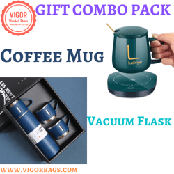 Vacuum Flask Thermos Cup & Luxury Coffee Mug Table Top USB Charging Combo Pack
