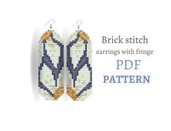 Chamomile Beaded earrings PATTERN for brick stitch with fringe - Flower pattern - Instant download - Botanic floral folk