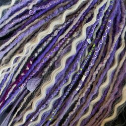 Synthetic dreads mix crochet purple dreadlocks and curly white dreads with accessories fake hair extensions