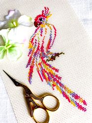 VARIEGATED PARROT Cross stitch pattern PDF by CrossStitchingForFun Instant Download. VARIEGATED CROSS STITCHING