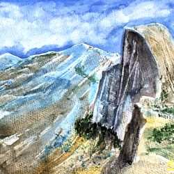 Yosemite National Park Original Watercolor painting Travel California Landscape Original Art 8 by 12