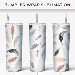 Watercolor Feathers Tumbler Wrap Sublimation
