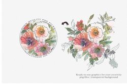 SVG Watercolor Soft Flowers Clipart Set Svg , Eps , Dxf , Digital Download