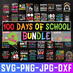 43 Design 100 days of school bundle Svg- Png, Instant download, 100th day of school Svg, School Design Svg, Png, Dxf