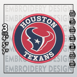 Houston Texans Embroidery Files, NFL Logo Embroidery Designs, NFL Texans, NFL Machine Embroidery Designs, Instant Downlo