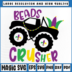 Beads Crusher Svg, Monster Truck For Boys kids Svg, Mardi Gras Monster truck , Mardi Gras Carnival, Digital Download