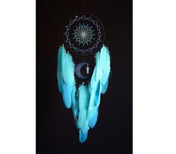 Large mint dream catcher with moonstone crystal | Mint mandala dream catcher for girl | Moonstone bitrhstone gift