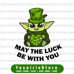 St Patrick is Day png| Baby Yoda | May The Luck Be With You | Lucky Clover | funny | digital download