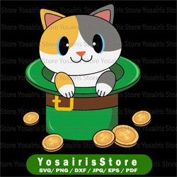 St. Patrick's Day Animal, Leprechaun Cat PNG, Leprechaun PNG, Kitten Digital Download, T-Shirt Design png