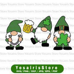 St. Patricks Day svg, Gnome svg, Irish Gnome svg, Lucky Gnomes svg, Shamrock svg, Three Gnomes svg, dxf, png