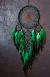 Dream catcher large multi ring | Green Dreamcatcher Native American style