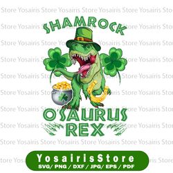 Shamrock O'Saurus Rex PNG, Shamrock PNG, T rex PNG, O'saurus PNG, Sublimation, Printable