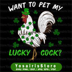 Want To Pet My Lucky Cock PNG, Funny St Patrick Day Chicken, Chicken PNG, Chicken Lover, Chicken Gift, Chicken Funny