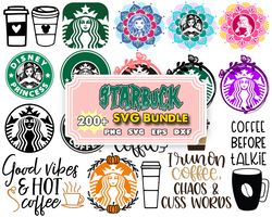200 Starbucks svg bundle,Starbucks Wrap svg, Starbucks bundle wrap svg, Starbucks Svg files for Cricut & Silhouette