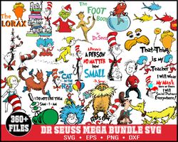 360 Dr Seuss Svg, Mega Bundle, Cat In The Hat SVG, Dr Seuss Hat SVG, Green Eggs And Ham Svg, Dr Seuss for Teachers Svg,