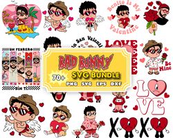 70 Valentine Bad Bunny Svg Png, Valentines Day Svg, Bad Bunny Svg, Heart Svg,Svg Files For Cricut, Instant Download