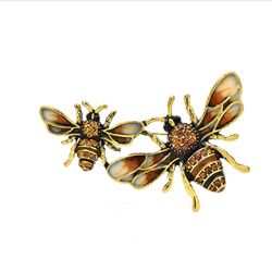 Bees brooch, Insect unisex statement jewelry, Bumble pin