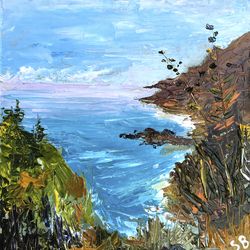 Big Sur Coast Original Oil painting California Beach Landscape Original Art 8 by 8