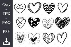 SVG Doodle Heart Svg , Eps , Dxf , Digital Download