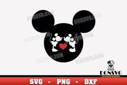 Mickey Head Mouse Kissing svg Digital Download Disney Love SVG PNG DXF Valentine Cricut Cut File