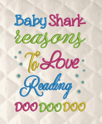 Baby shark reasons embroidery design 3 Sizes reading pillow-INSTANT D0WNL0AD