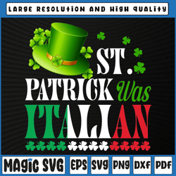 St Patrick Was Italian PNG, St Patrick's Day Hat Clover Png, St Patricks Day, Digital Download