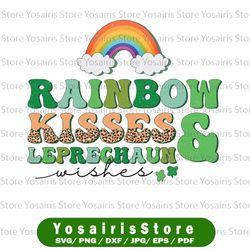 Rainbow Kisses and Leprechaun Wishes PNG| St Patricks Day, Sublimation, St Patrick's Day, Cute St Patricks Day