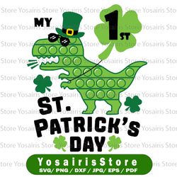 Poppin My 1st St Patricks Day SVG, T rex Patrick's Day SVG, 1st Patrick's Day png, Cute T rex, Funny Dinosaur PNG,