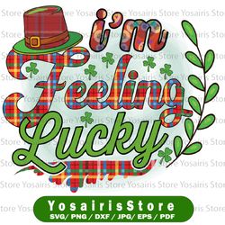 I'm Feeling Lucky PNG, Plaid PNG, Sublimation, Printable, Feeling Lucky Sublimation, Clover