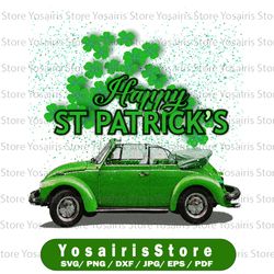 Happy St Patrick's Day Truck Png Sublimation Design, St. Patrick's Day Truck Png, Vintage Green Truck, Shamrocks Png