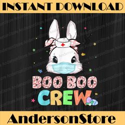 Boo Boo Crew Bunny Nurse Easter Rabbit Face Mask Nurses RN Easter Day Png, Happy Easter Day Sublimation Design