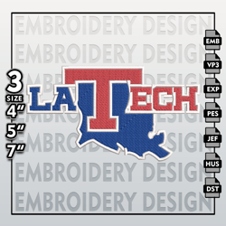 Louisiana Tech Embroidery Files, NCAA Logo Embroidery Designs, NCAA Tech , Machine Embroidery Designs