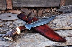 Damascus Steel Bowie knife ,Hunting knife, Bowie knife, police knife