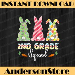Cute Bunnies 2nd Grade Teacher Squad Easter Day Tie Dye Easter Day Png, Happy Easter Day Sublimation Design