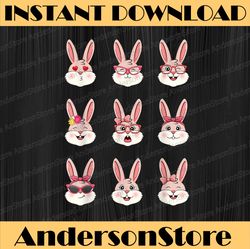 Cute Bunny Face With Glasses Bowtie Easter Easter Day Png, Happy Easter Day Sublimation Design