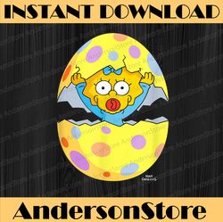 The Simpsons Maggie Easter Egg Grass Green Easter Day Png, Happy Easter Day Sublimation Design