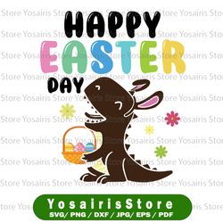 Eggs Basket Bunny T Rex Dinosaur Svg, Happy Easter Day Svg, Happy Dinosaur Easter Svg, Funny Easter Day Svg