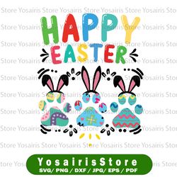 Cute Dog Paw SVG PNG Eggs Happy Svg Easter Day Svg Happy Easter Cut Files
