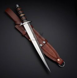 15 inch, handmade carbon steel dagger knife, high carbon steel hunting dagger knife, fixed knife, with sheath