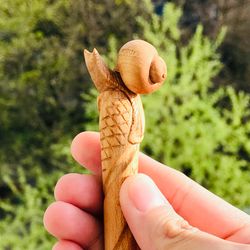 Wooden hair stick with snail, Carved hair pin, Hair clip for women, Hair Accessories for long hair