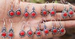 10 Pair Red Onyx Gemstone Earrings Silver Plated Earrings Wholesale Lot Earrings Hook Earrings Women's Earrings Jewelry