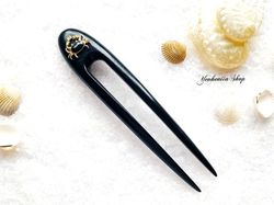 Hair Clip with crab, Minimalist Hair Pin, Wood Hair Stick, Wooden Hair Fork, French Hair Pins, Sea Hair Accessories