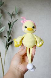 crocheted duck amigurumi toy easter gift for babies