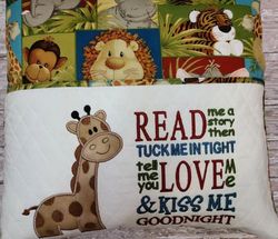 Read me a story with giraffe applique 2 designs reading pillow-INSTANT D0WNL0AD