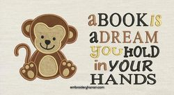 A book is a dream with baby monkey 2 designs reading pillow-INSTANT D0WNL0AD